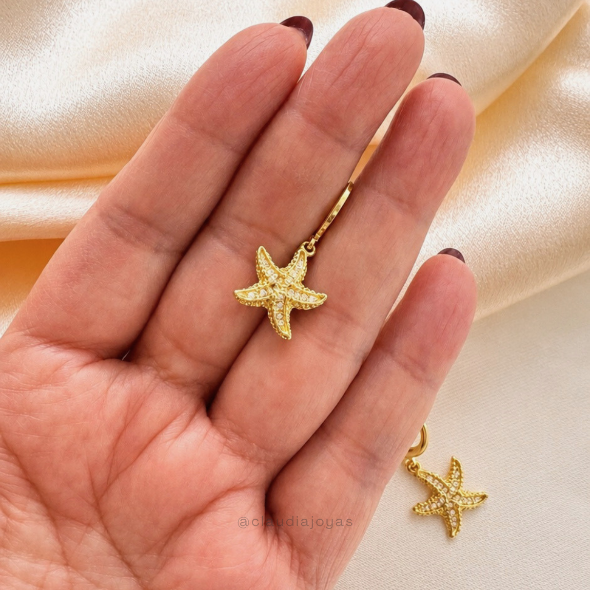 Aros Estrella de Mar Bañados en Oro