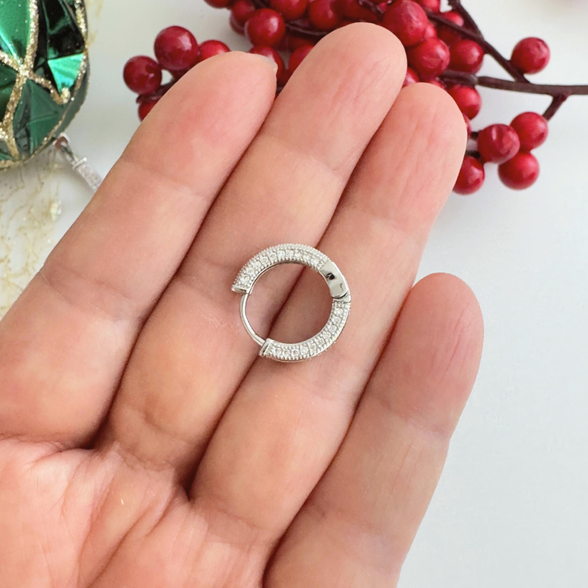 Aros Argolla Pavé Plata 11 mm