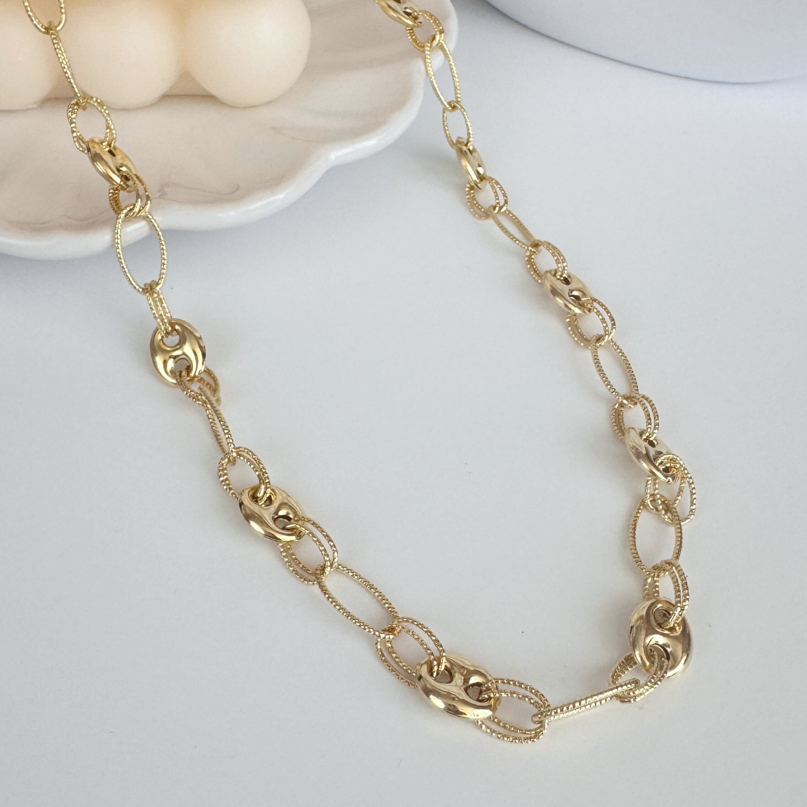 Collar de Eslabones Mixtos – Oro 18K