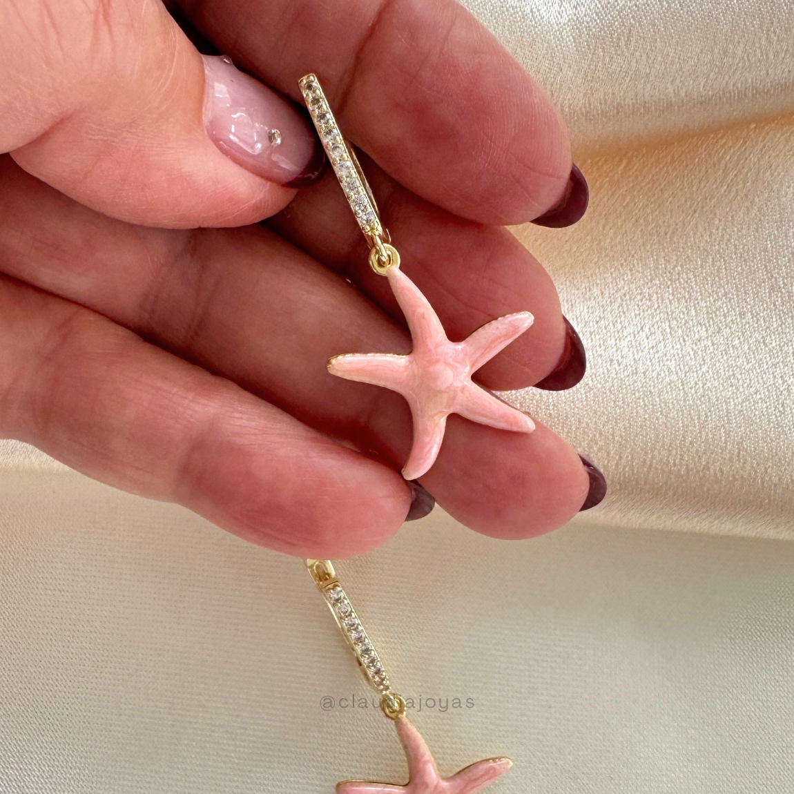 Aros Estrella de Mar Rosa Bañados en Oro