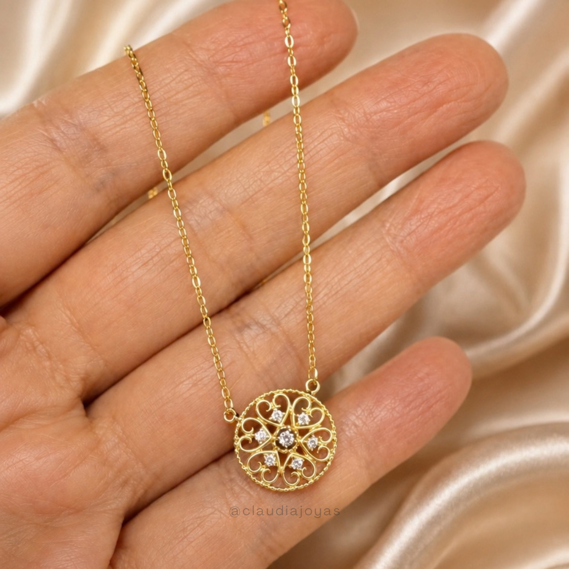 Collar Mandala Plata y Oro