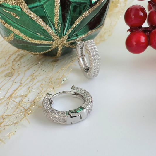 Aros Argolla Pavé Plata 11 mm