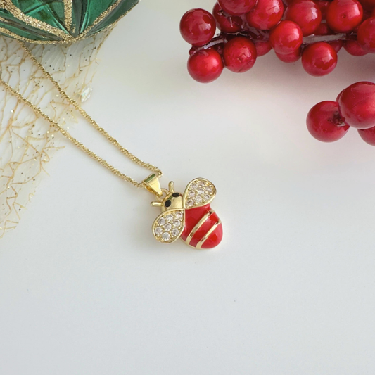 Collar Abejita Rojo con Circones