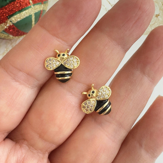 Aros Negro Abejita con Circones