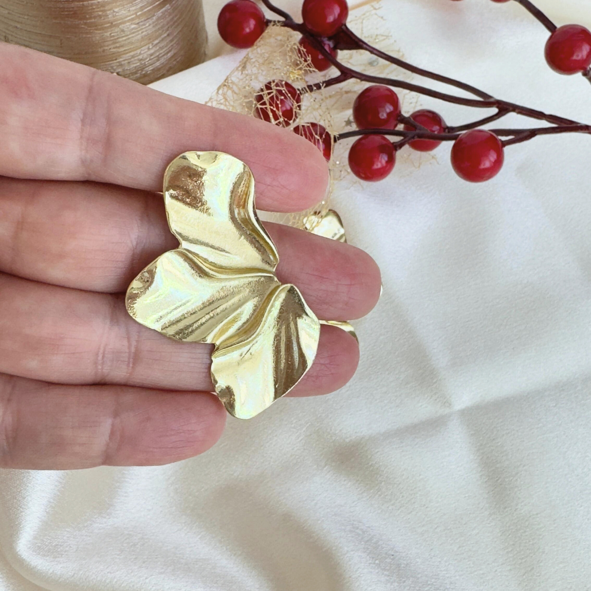 Aros Media Flor Dorada