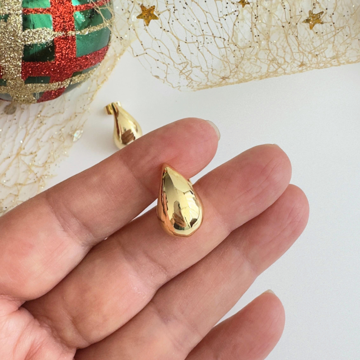 Aros Mini Gotas Doradas