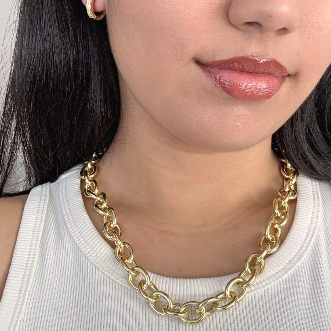 Collar Eslabón Grueso Dorado