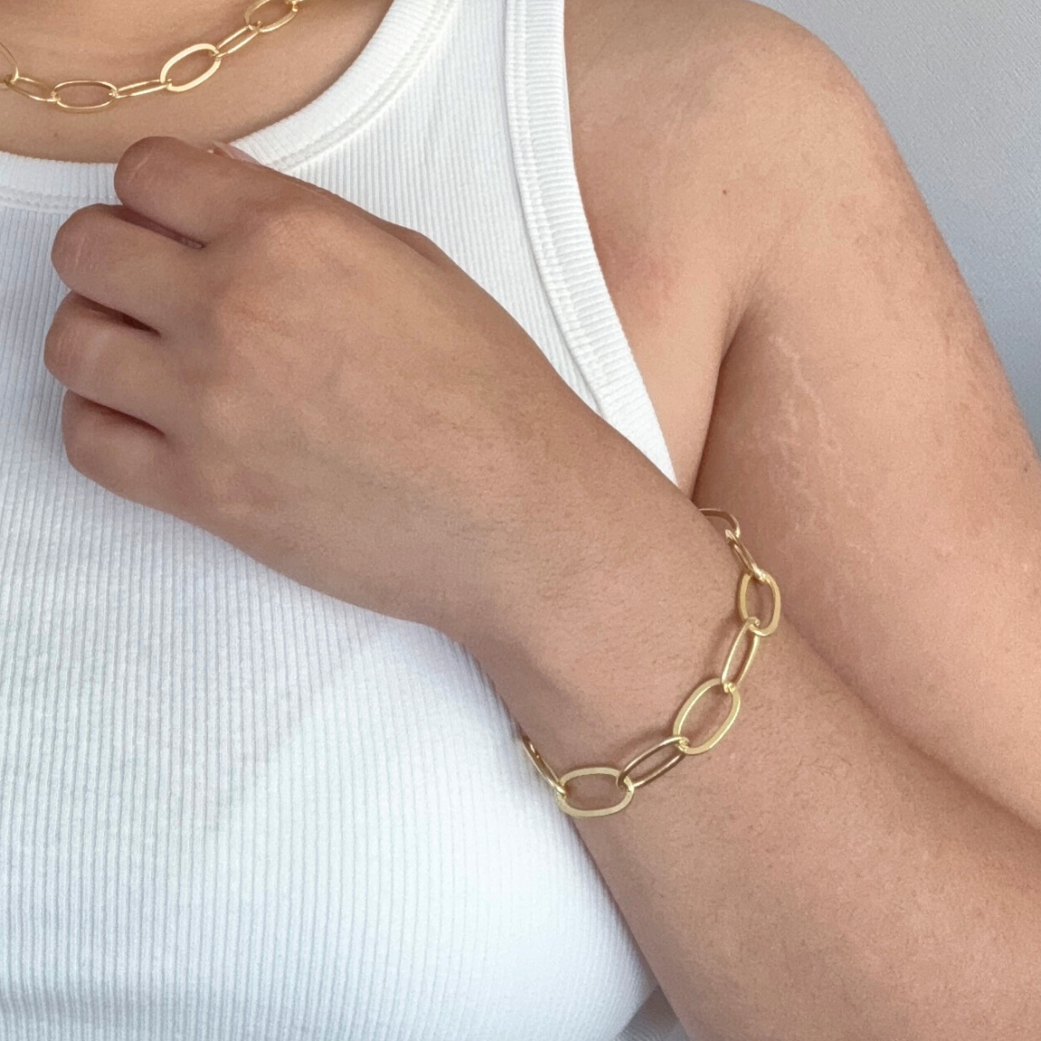 Pulsera Óvalos Planos Dorada