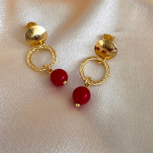Aros Piedra Roja con Aro Texturizado