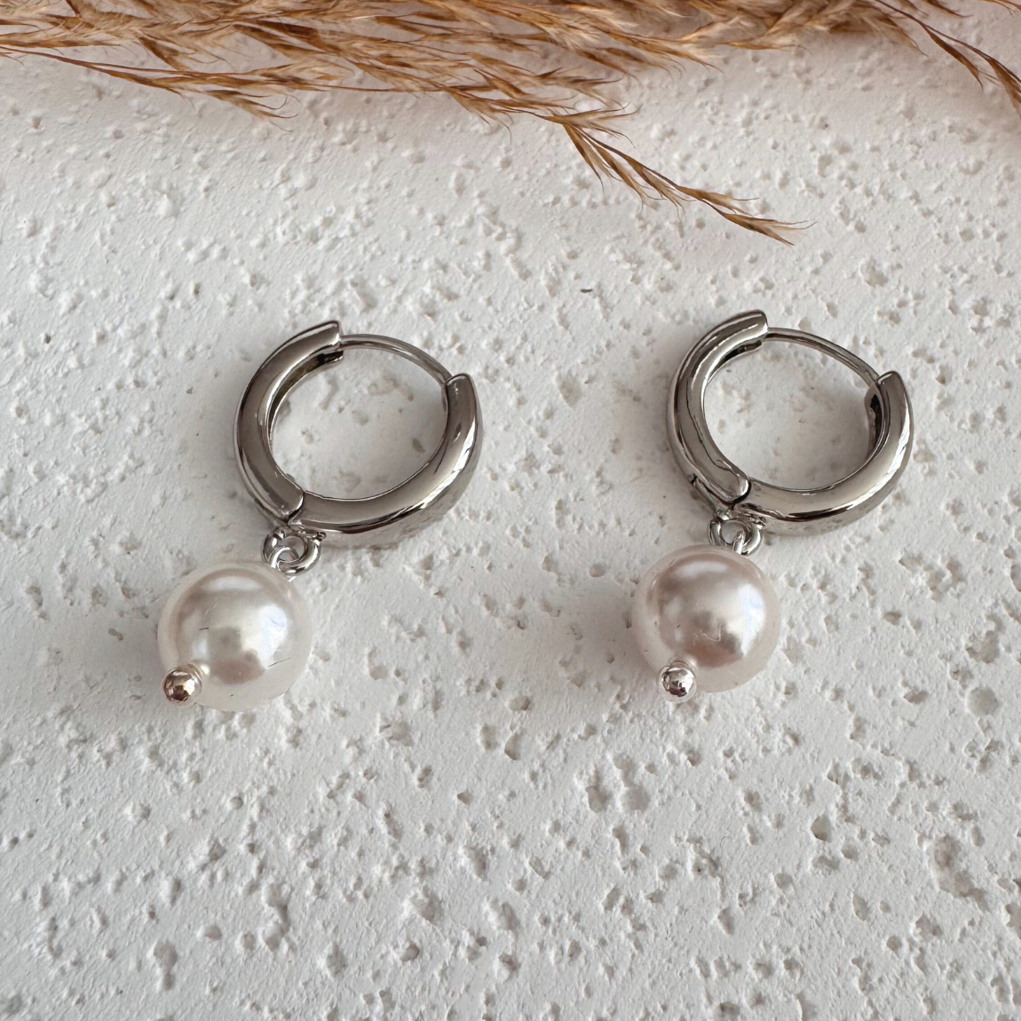 Aros Perla Shell baño de plata