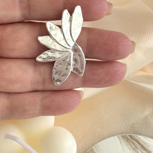 Aros Media Flor Plateada