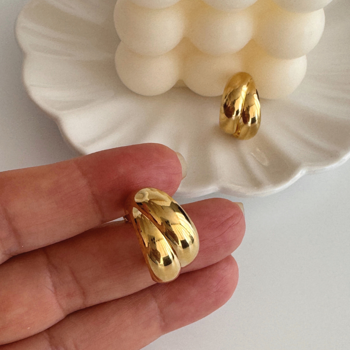 Aros Argolla Doble Dorada