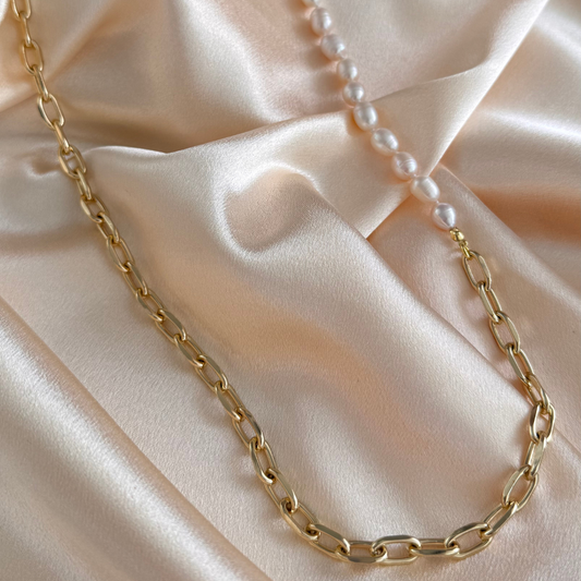 Collar eslabón y perlas