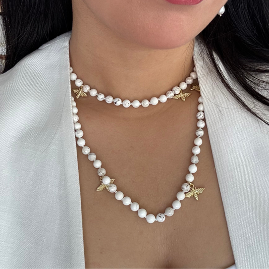 Collar Howlita Blanca Abejitas