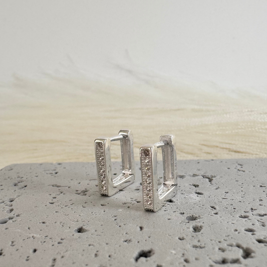 Argollas Cuadradas Circones Plata 925