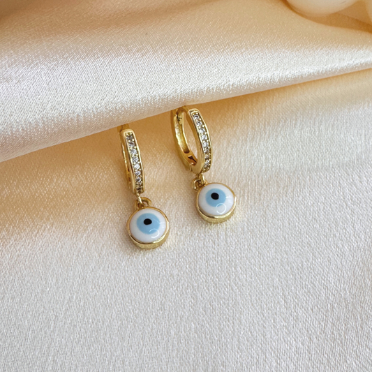 Aritos Protectores con Circones – Ojo Turco Dorado