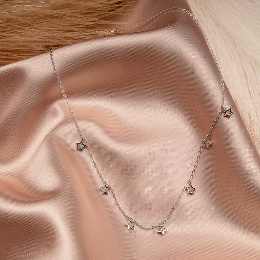 Collar 7 Estrellas con Circones Plata Italiana
